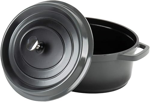 Miniatura 4 de G.E.T. CA-007-GRBKCC Heiss Horno holandés de aluminio fundido de bajo consumo, 6.5 cuartos de galón, ovalado, gris