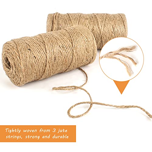 Anruyi 3 Stück Natur Juteschnur Geschenk Kordel 100 Meter Garden Cord Garten Bindfäden 3-lagiges 2mm Braun Bastelgarn Hanfseil Verpackungsschnur Gartenschnur für DIY Basteldekoration – Bild 4
