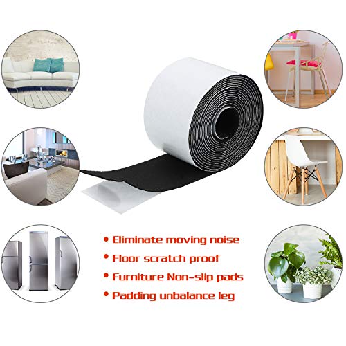 2 Pack 1.96 Inch x 20 Feet Felt Strips with Adhesive Backing Black Felt Tapes Self Adhesive Pad Roll Furniture Pads for Easter Holiday DIY Chair Wall Protector by Outus - Image 2