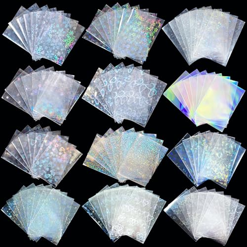 600 Pcs Kpop Photocard Sleeves Laser Flashing Holographic Card Sleeves Trading Card Protector for Photocard Mini Polaroid Kpop Photo Cards (12Styles)