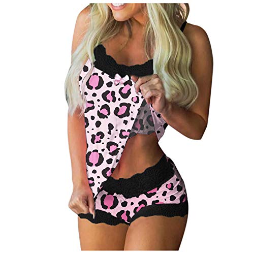 Nightgown Lingerie Stockings Soft Pajamas for Women Babydoll Bra and Panty Sets(D-Pink,XL)