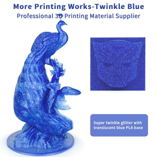 Image of ZIRO Glitter PLA Filament 1.75mm, Sparkle Translucent 3D Printer Filament, Twinkle Series 2.2lbs Spool, Neatly Wound, Fit Most FDM 3D Printers, Twinkling Blue