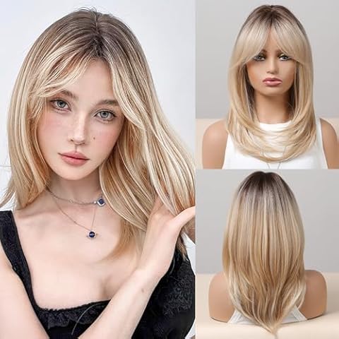 Ombre Blonde Curly Wig with Bangs Cover