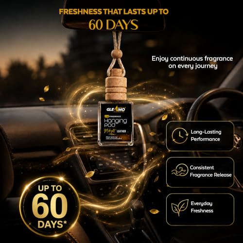 Image of Midnight Leather Car Perfume Air Freshener (Pack of 2) | Long Lasting Car Air Freshener with Rich Leather Fragrance | Premium Car Freshener | Car Fragrance for Cars, SUVs, & Hatchbacks | 20ml