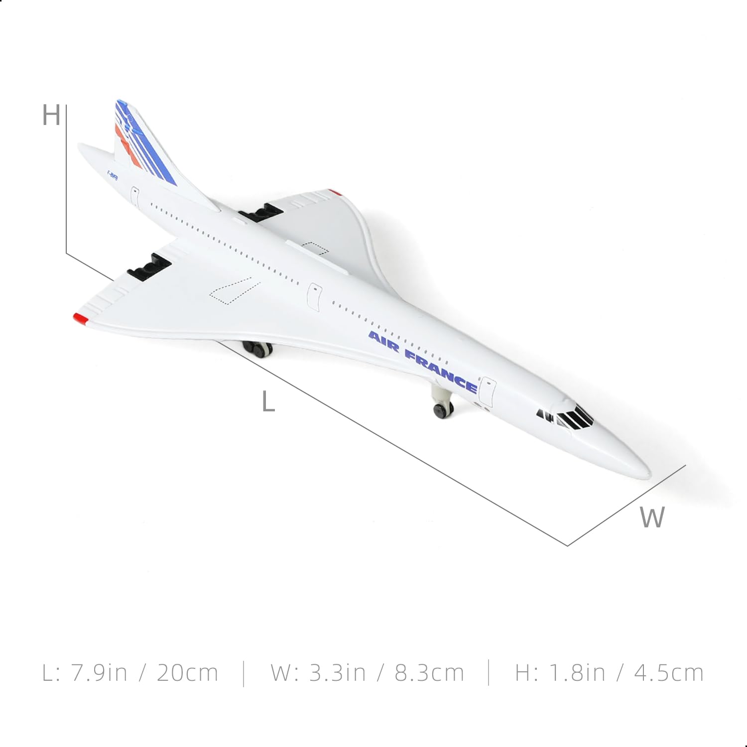 QIYUMOKE 1/300 Scale Concorde for Air France Diecast Metal Airplane Model Kit with Stand Concorde Model Plane for Creative Desktop Decorations or Aircraft Gifts(7.9-Inch L) - Image 2