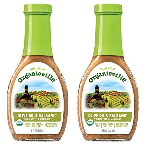 Organicville Olive Oil & Balsamic Dressing, 8 Ounce, 2-Pack (USDA Organic, Non GMO, Whole30 Approved, Vegan, Gluten Free)