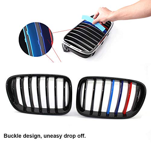 Image of Tri-Colored Grille Insert Trims, 1Set(3pcs) W /Standard Front Stripe Grille Insert Trims Only Comaptible for 2011-2017 BMW F25 X3 /2014-2017 /2018 F26 X4 Center Kidney Grill (7 Beams)