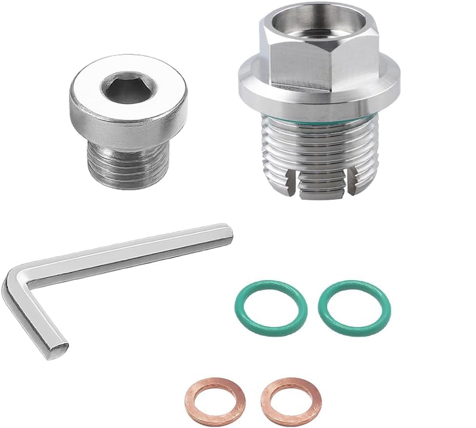 HZEL M14.1-1.5 x 15mm Oversize Piggyback Oil Drain Plug Stainless Steel Oil Pan Thread Repair Kit with O-Ring & Hexagonal Wrench Self Tapping Nut Bolt Automotive Accessories Universal Fit