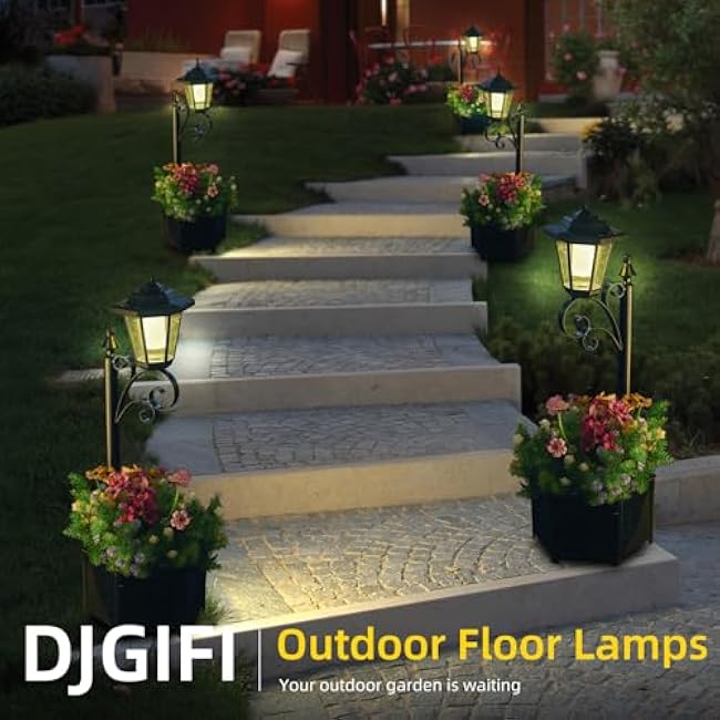 Solar Floor Lamps Outdoor LED Garden Lights 29.5 Warm White 2-in-1 Design