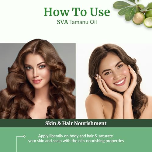 Image of SVA Tamanu Oil 4 Fl Oz - for Face, Skin Care, Hair Care, Scalp Massage & Body Massage - Carrier Oil with Dropper