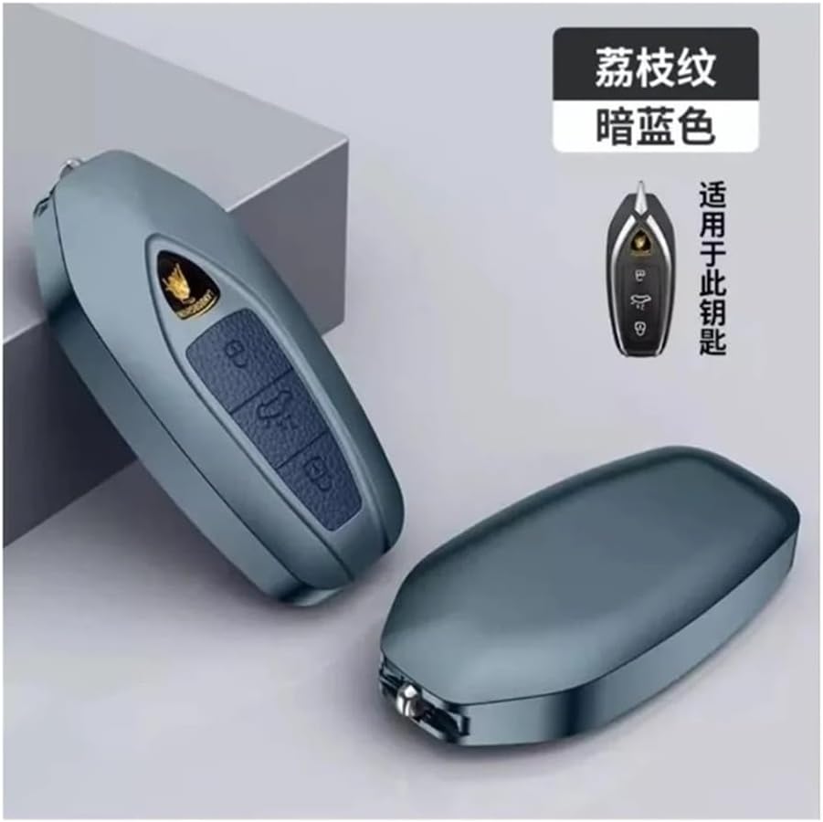 Fit for Aluminum Alloy Key Fob Shell, Luxury Scratch Case(Blue)