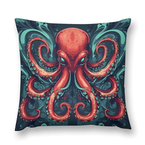 Evil Octopuss Tentacles Decorative Throw Pillow Covers Plush Cushion Protect Case for Sofa Bedroom 20 