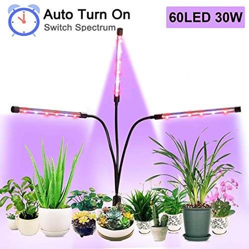 Joyhill Plant Lamp, 30W LED Grow Lamp, Full Spectrum Dual Head Grow Light, 60 LED Chips Plant Light with 360°Adjustable Flexible Gooseneck for Indoor Plants