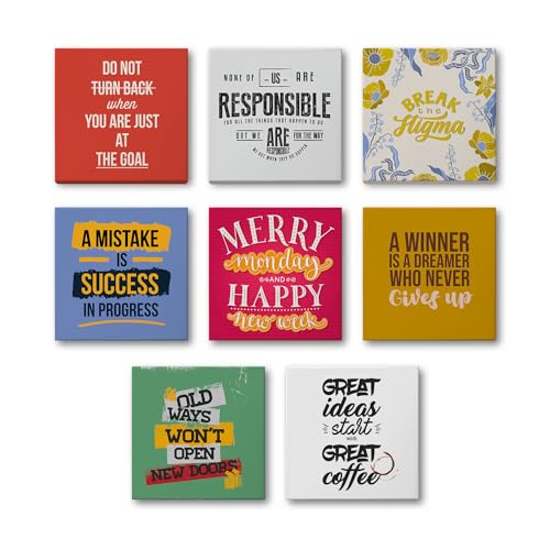 Image of PAPER PLANE DESIGN Motivational and Inspirational Quotes Wall Framed Poster, Office Decor, Wall Frames with Quotes.Set of 8 (10 x 10 Inch) (CANVAS WRAPPED FRAMES)
