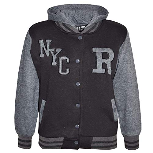 Veste Varsity NYC avec capuche boutons-pression et manches longues mode baseball unisexe