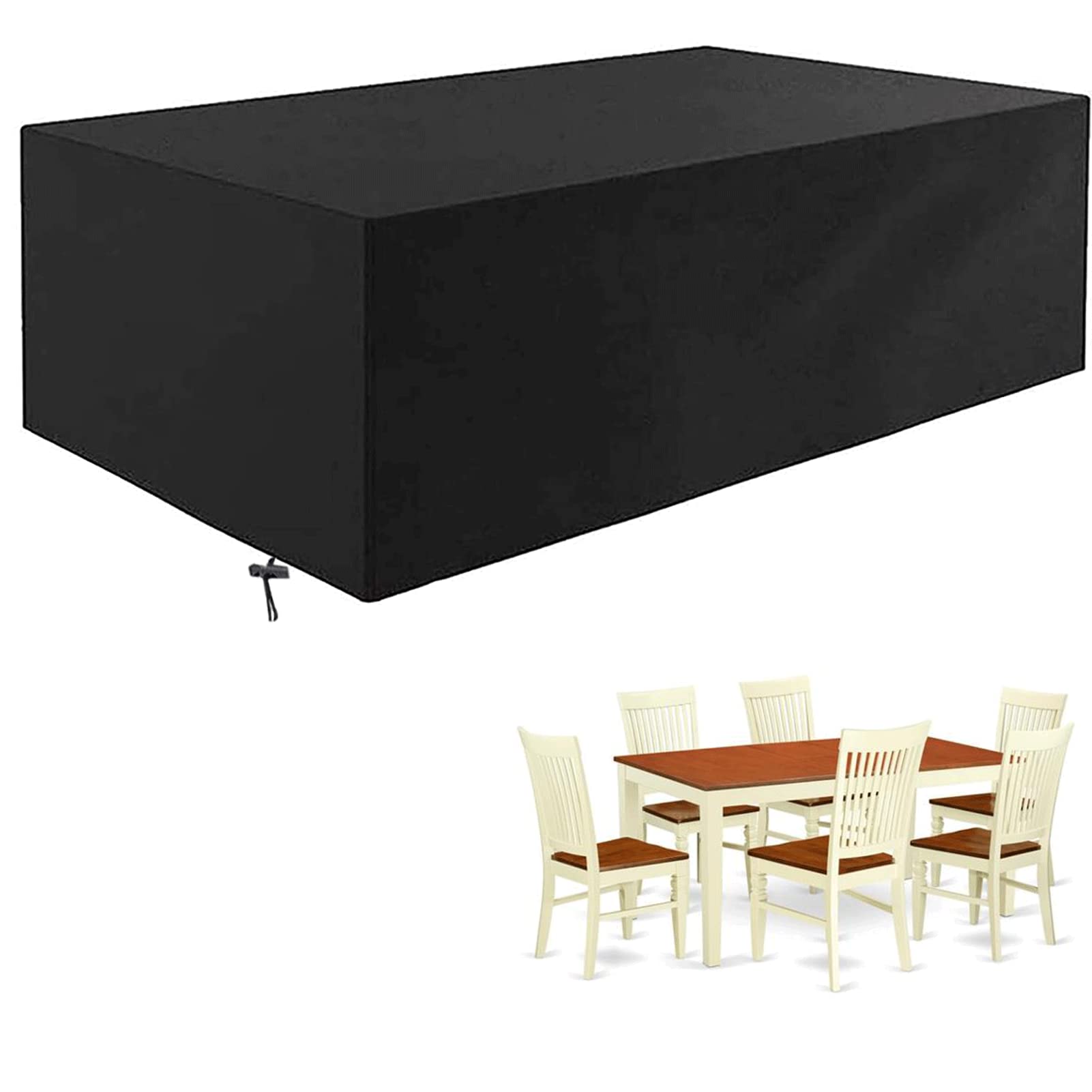 Fundas rectangulares para muebles de jardín, fundas impermeables para muebles de exterior a prueba de viento, fundas de tela Oxford 420D resistentes para mesa de patio al aire libre ( black 200x160x80cm)
