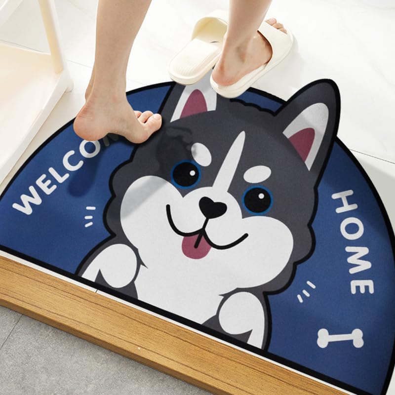 Super Absorbent Bath Mat, Non-Slip Rubber Bottom, Quick Dry Bathroom Mat, Easy to Clean Door Mat, Thin, Light Weight (Husky)