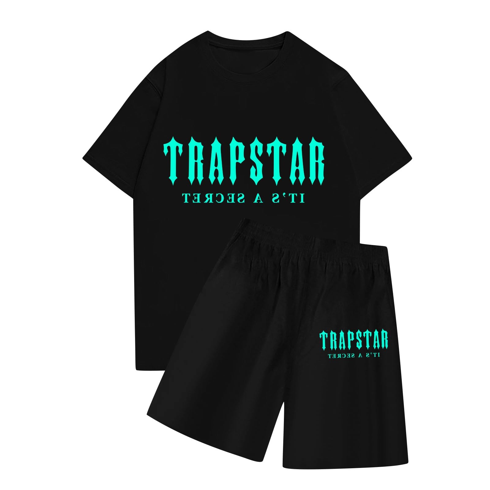 BTBDYDH Conjunto Verano Hombre,CháNdal Trapstar para Hombre Camiseta Corta De Verano con Pantalones Cortos con Logo Conjunto Estampado Trapstar CháNdal Verano Mujer Camiseta Informal
