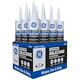 GE Supreme Silicone Caulk for Window & Door, Clear, 10 fl oz Cartridge, 12 Pack - 100% Waterproof Silicone Sealant, 7X Stronger Adhesion, Shrink & Crack Proof