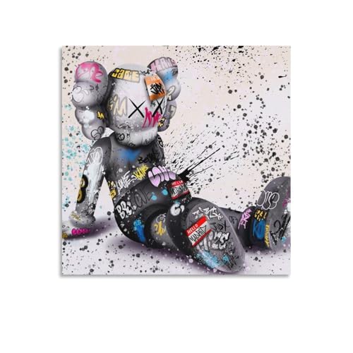 KAWS Sesame Street 絵画 インテリア カウズ セサミストリートアートポップ ベアブリックアート Bearbrick画像装飾 暴力熊ポスター キャンバス 壁アートホーム バスルーム 寝室 オフィス装飾 プリント芸術作品 インテリア12x12