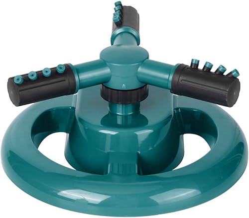 Miniatura 8 de Aspersor de césped, tres brazos giratorios de 360 grados, ajustable, rociador de agua para jardín, herramienta de riego de césped (verde)