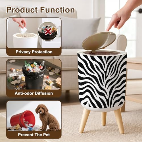 Caneca de basura con tapa estampado cebra 7L miniatura 6