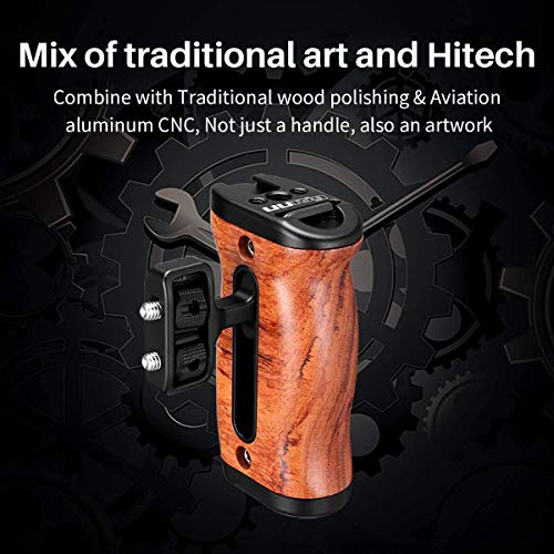 UURig 1/4\" Wood Handle Grip Left Right Compatible for Sony A6400 A6600 A7III Nikon Canon Panasonic Camera Cage, for iPhone/Smartphone Video Rig Video-graphy Accessories Mobile Filming Hold Bracket - Thumbnail 2