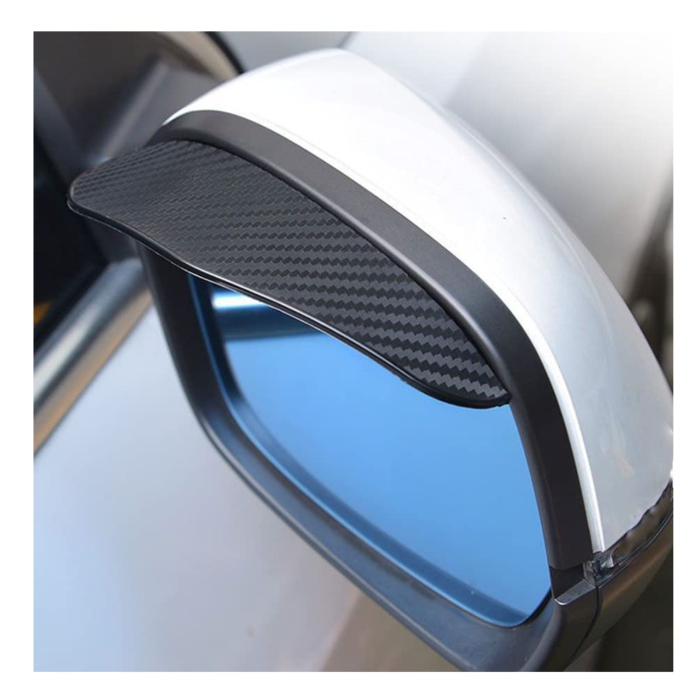 KASTWAVE Car Rear View Side Mirror Rain Shield, 2pcs Auto Truck Rear View Mirror Rain Eyebrow Sun Visor Universal Carbon Fiber Waterproof Rain Cover with 3M Fixing Sticker (Black)