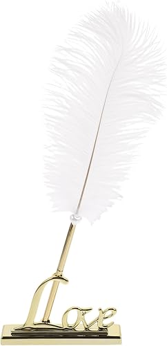 Veemoon Libro de invitados de boda Pluma de firma de plata Pluma de letrero de invitados con soporte Señales de oficina Letreros de metal Accesorios