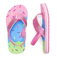 WateLves Girls & Boys Kid Flip Flop Summer Slide Sandals Slip on Suitable for Bath Shower Beach Pool (Little Kid/Big Kid) (Ice cream, 32/33)