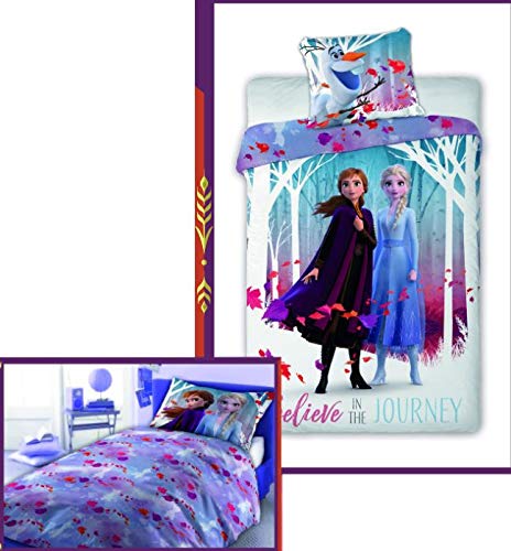 アナと雪の女王 2 リバーシブル シングル ベッドカバー シーツ 布団カバー & 枕カバー セット ディズニー (並行輸入品)