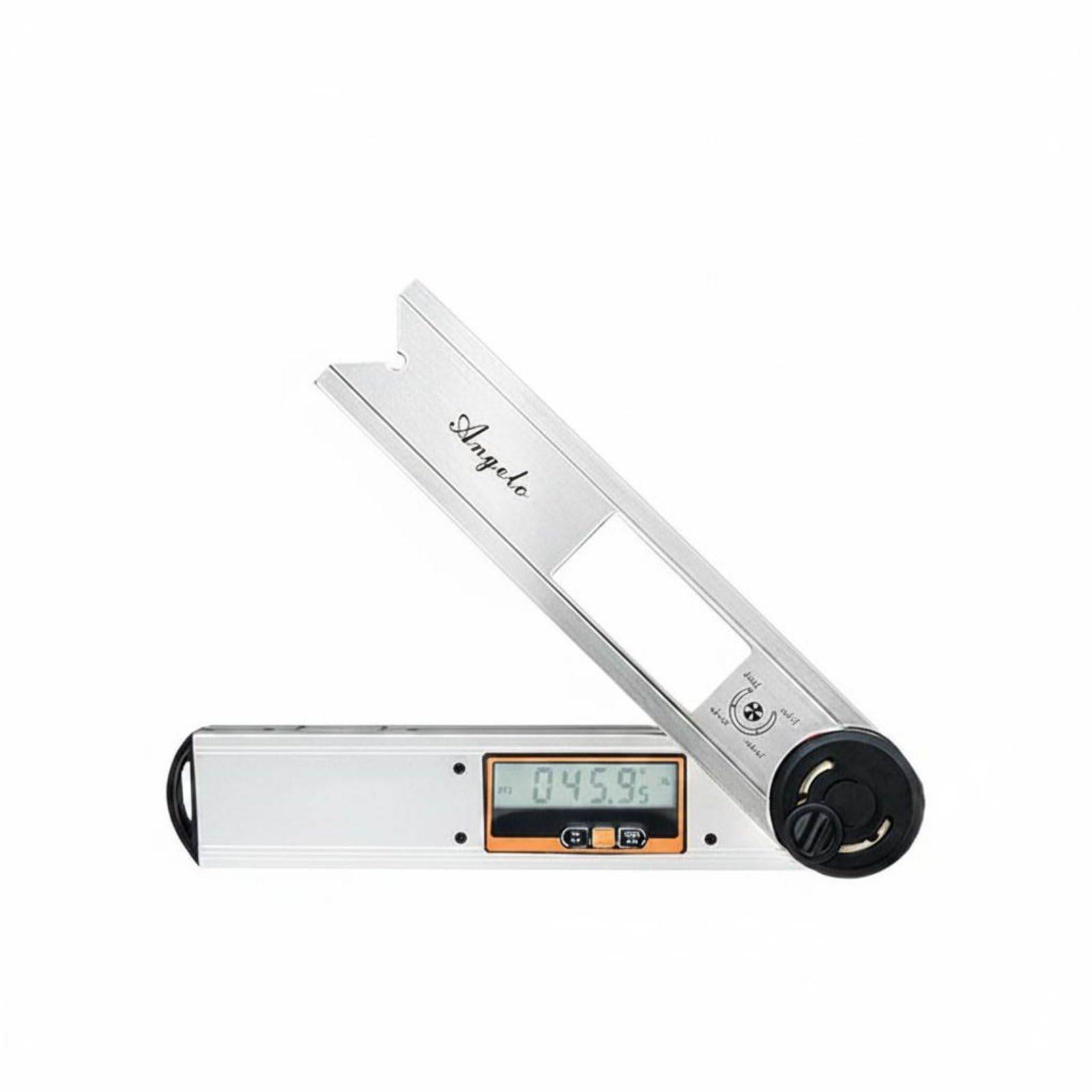 Amagogo Medidor de Ángulos Digital Nivel Medidor Goniómetro con Lectura Rápida Precisa Pantalla Digital Burbuja de Nivel Protección IP54 Brazo de Acero Cuerpo , Plata , Ace-360y