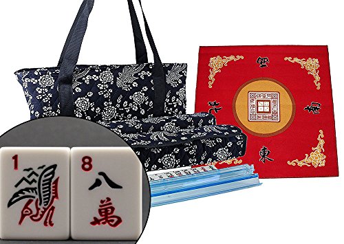We pay your sales tax American Mahjong Set with Free Table Cover ~ Mahjong Set with Table Cover Packaged (Blue) Phoenix Soft Bag 4 Color Pushers/Racks Easy Carry Western Mahjongg