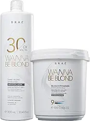 Kit Água Oxigenada 30 Volumes 9% 900ml + Pó Descolorante 500g Wanna Be Blond Braé