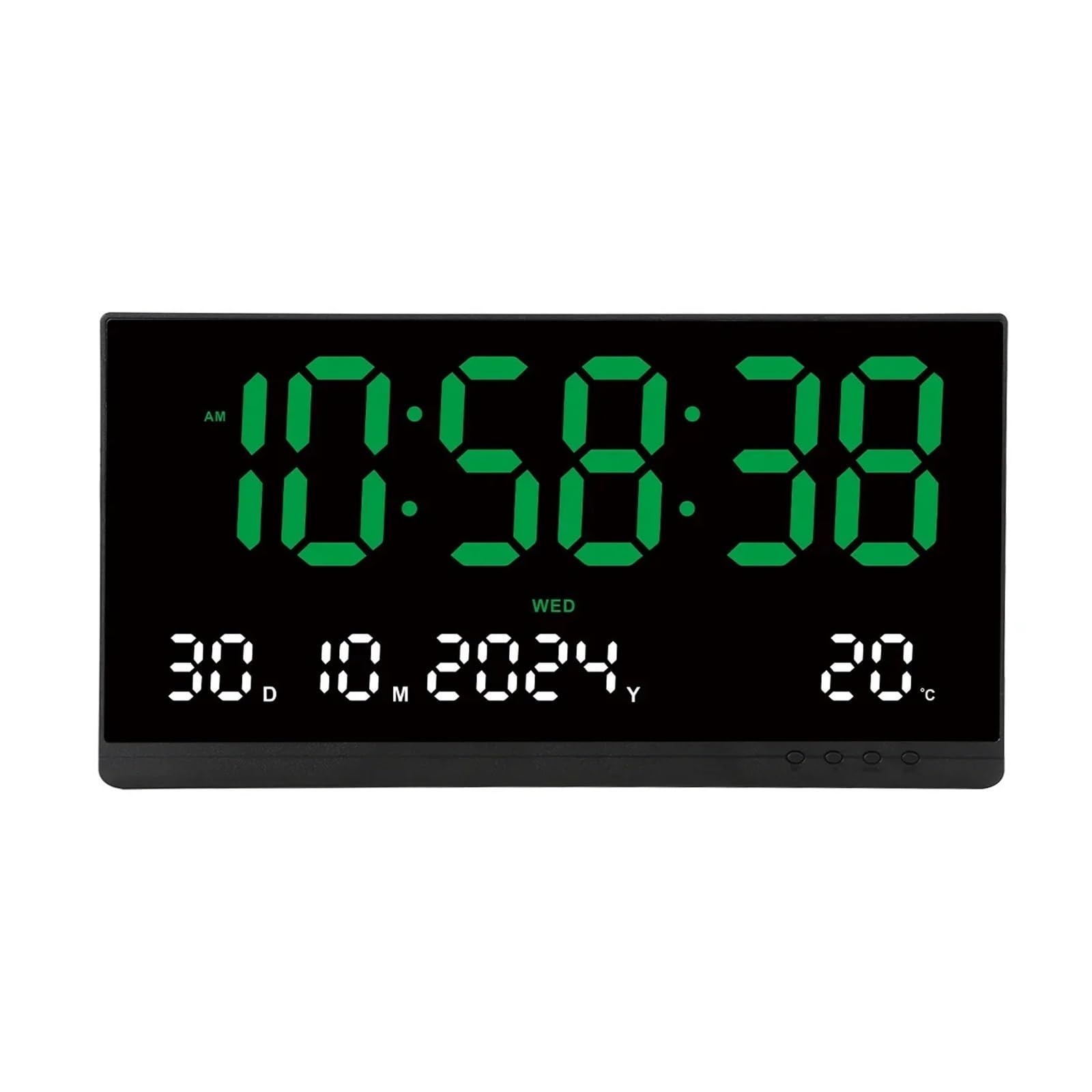 SAeWare Sveglia digitale, grande orologio da parete digitale da 53 cm, alimentato tramite USB, calendario 12/24 ore, ora, giorno, mese, anno, temperatura, sveglia elettronica a LED, per tavolo da