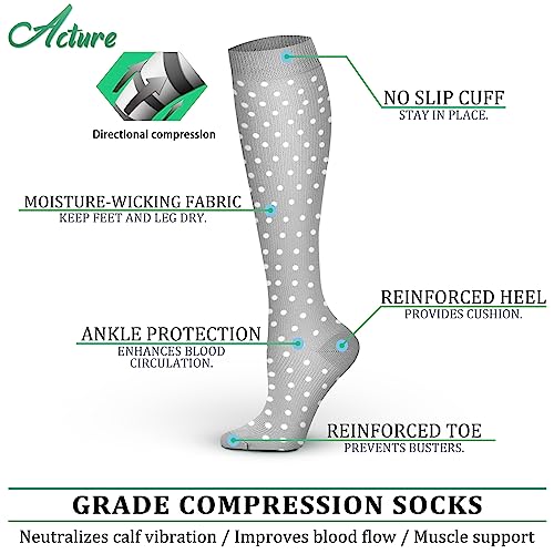 Image of Acture 6 Pairs Compression Socks for Men & Women,15-20mmHg is Best for Running, Athletic, Medical, Pregnancy, Travel