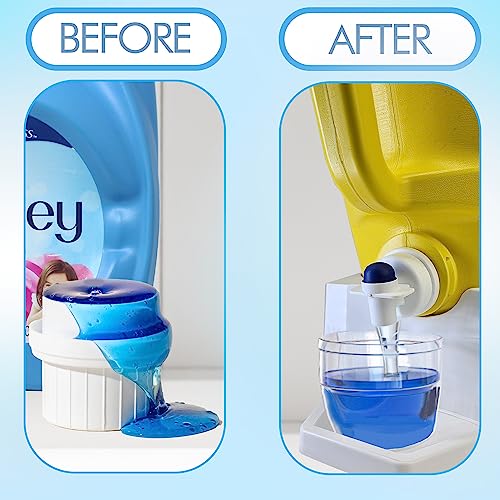 Image of Liquid Laundry Detergent Holder Stand with Drip Tray - 1 Pack - White | Easy Pouring, Rubber Feet, Angled Stand, Fabric Softener Dispenser for Laundry Room Organization & Storage