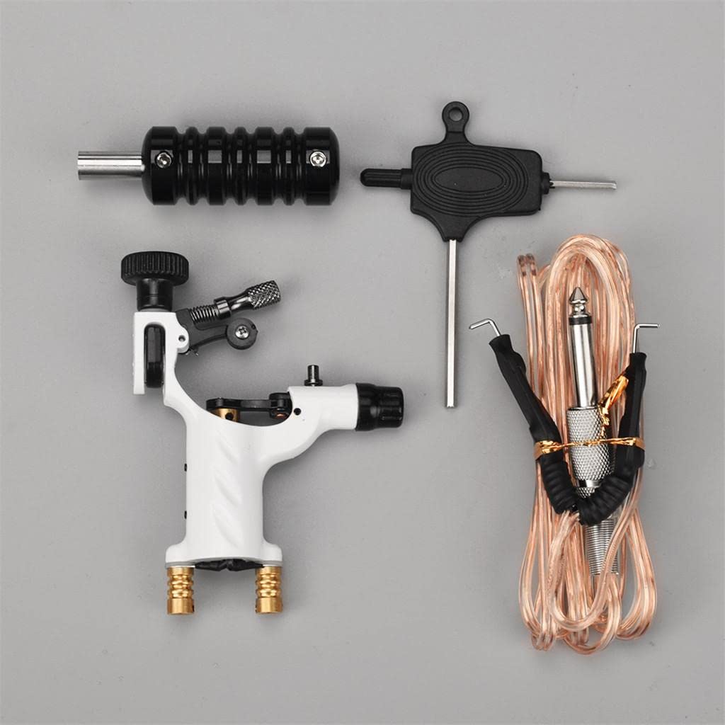 JAZZY PEARLS Complete Tattoo Kit Rotary Tattoo Machine Gun Grip Tube Wrench Clip Cord Black-image-35