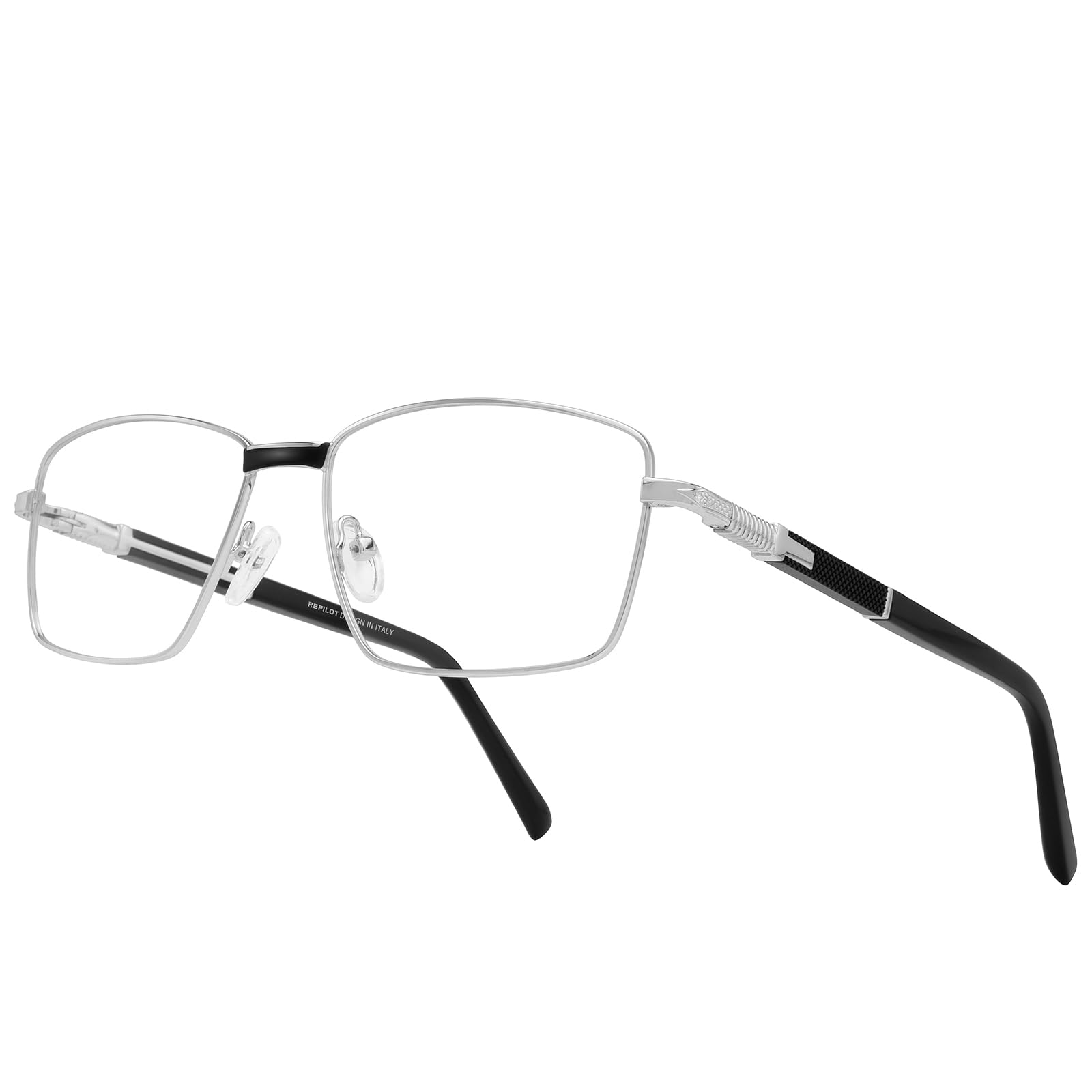 RB.Pilot Rectangle Reading Glasses for Men Blue Light Blocking Computer Readers Spring Hinge Metal Frame Acetate Legs
