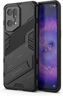 EASSGU Funda para OPPO Find X5 Pro (6,7 Pulgadas), con Kickstand PC Silicona Resistente a los Golpes Armor Teléfono Móvil - Negro