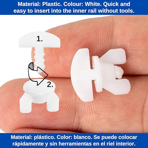 Miniatura 3 de Topes Intermedios, 12 Ud, Blanco, Tapón De Cortina, Adecuado Para Rieles Cortinas De Plástico, Madera, Aluminio, Accesorios Para Rollos De Cortina Como Deslizadores De Cortina Y Ganchos De Cortina