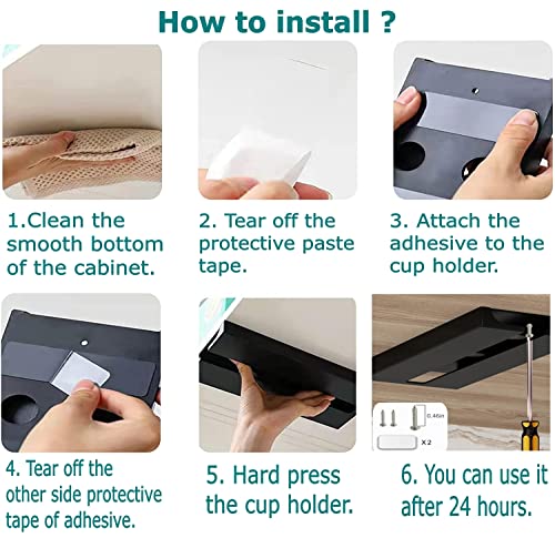 image for runruii Wine Glass Holder Under Shelf Cabinet Wine Glass Rack Plastic 