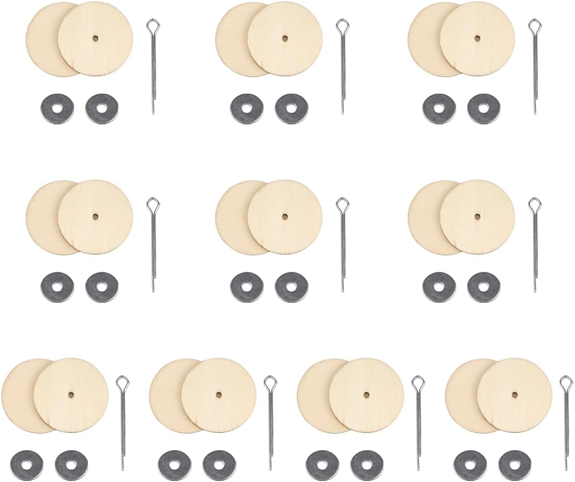 LNQ LUNIQI 10 Set 35MM Doll Joint Connectors Cotter Pin Joints and Wooden Fibreboard Disks Movable Engage Bolt Dolls Accessories for Teddy Bear Doll DIY Crafts
