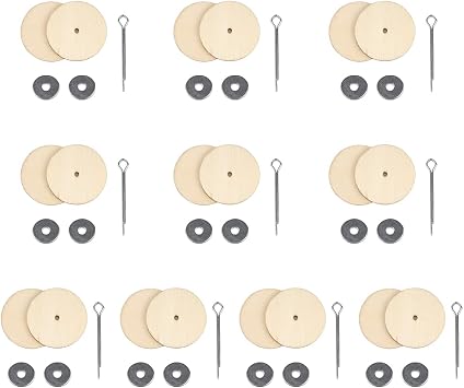 10 Set 50MM Doll Joint Connectors Cotter Pin Joints and Wooden Fibreboard Disks Movable Engage Bolt Dolls Accessories for Teddy Bear Doll DIY Crafts