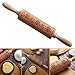Christmas Wooden Rolling Pin Deep Embossed with Christmas Deer and Tree Symbols Pattern for Baking Pastries or Cookies (Christmas Elk)