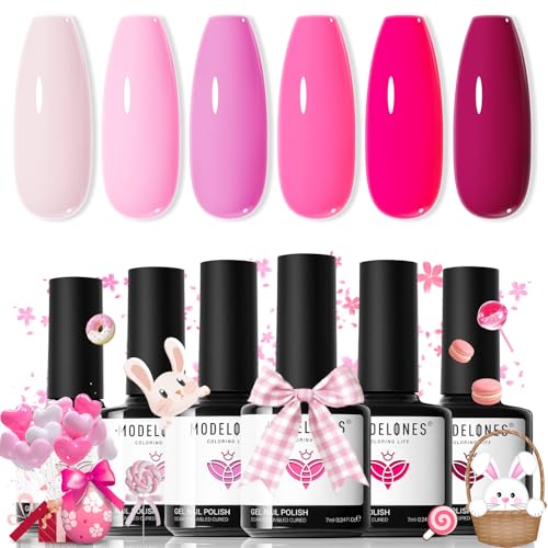 modelones Pink Gel Nail Polish Set- 6 Colors 2026 Easter