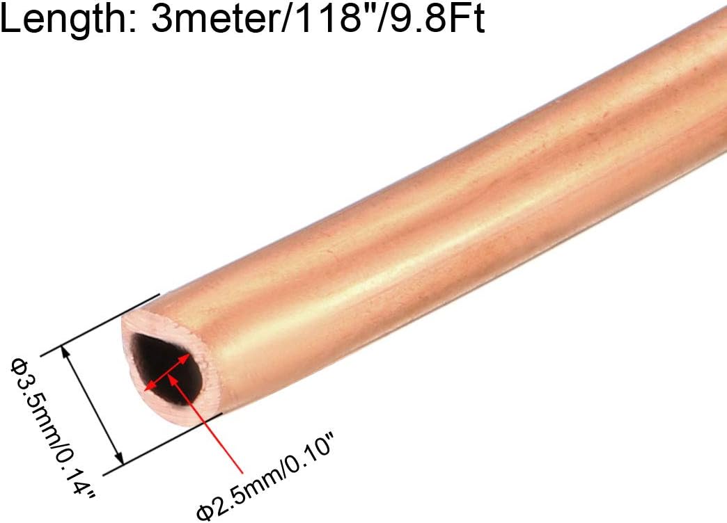 sourcing map Refrigeration Tubing, 9/64" OD x 7/64" ID x 9.8 Ft Soft Coil Copper Tubing - Image 3