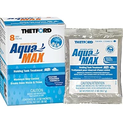 Thetford AquaMAX Spring Showers Scent RV Holding Tank Treatment, Formaldehyde Free, Waste Digester, Septic Tank Safe, 8 Count Dripack (96633)