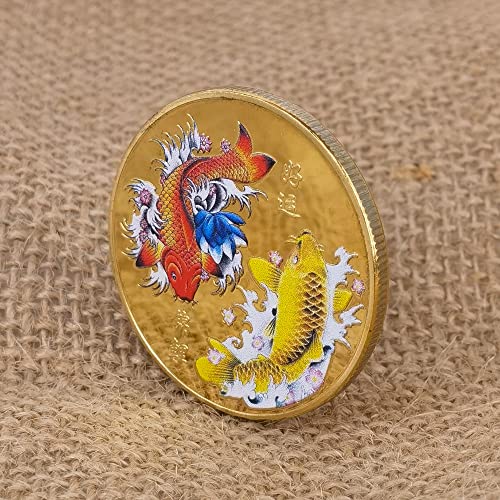 Good Luck To You Chinese Koi Fish Lucky Coin Colorful Carp Mascot Challenge Coin For Scratching Lottery Tickets #TOP3