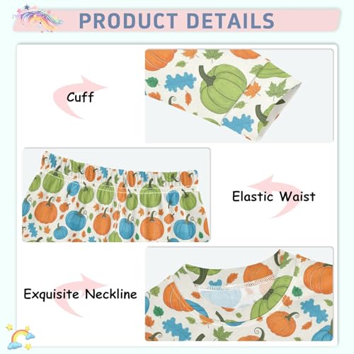 Pajama Sets Long Sleeve Pumpkin Leaves and Autumn Soft Comfy Sleepwear 2 Piece PJS 3-8T4